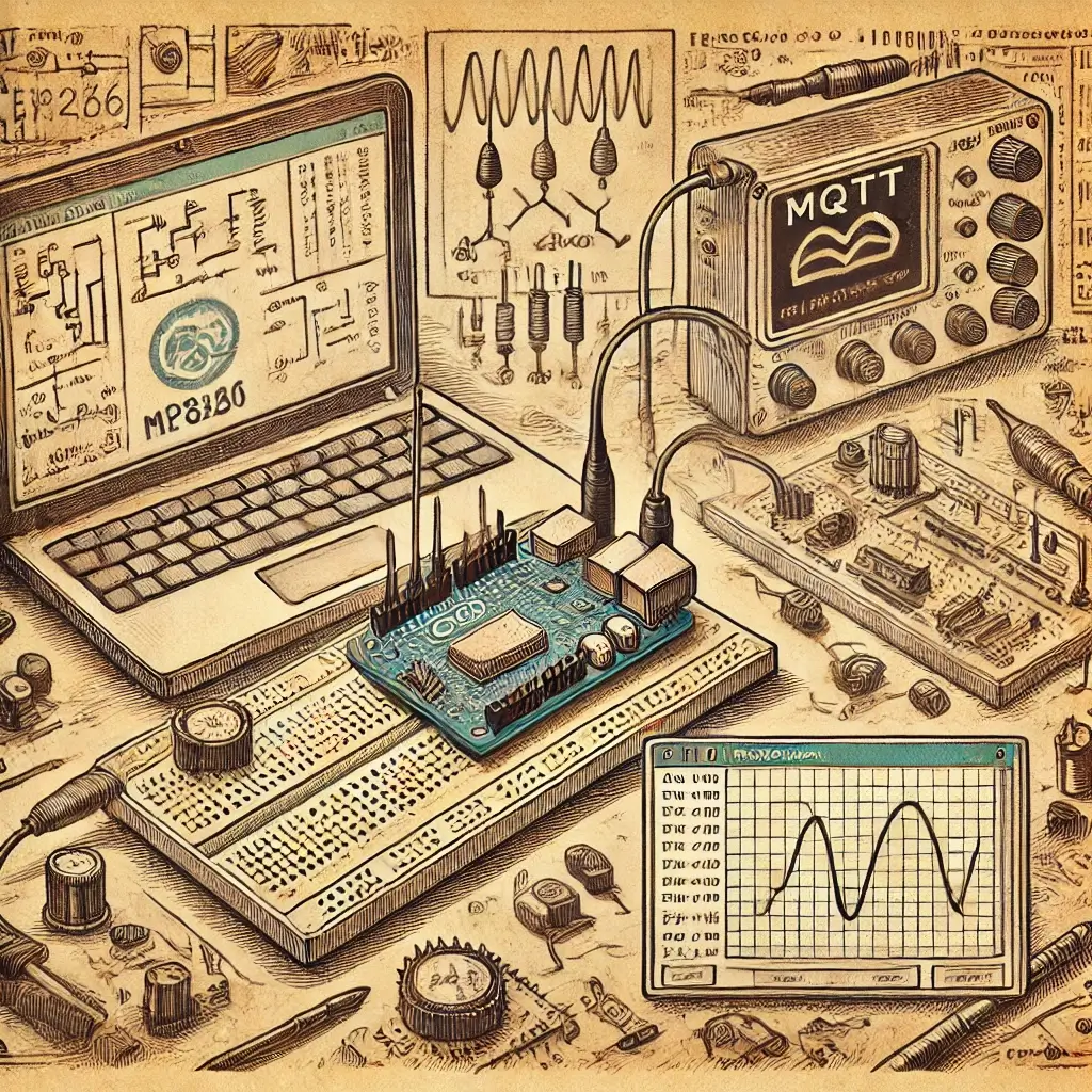 Illustration of a microcontroller mqtt communication experiment.