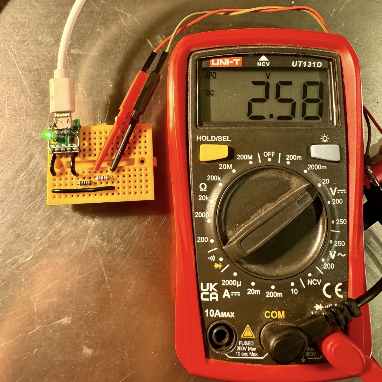 Testing the voltage divider output